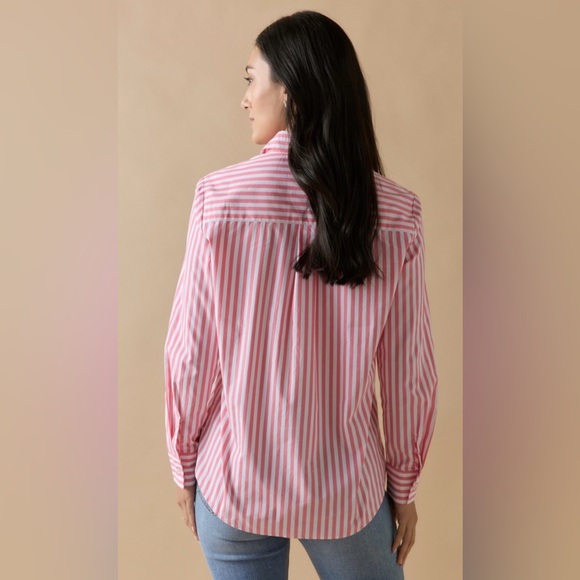 Francesca's Collections Pink and White Striped Button Down - Picture 4 of 5